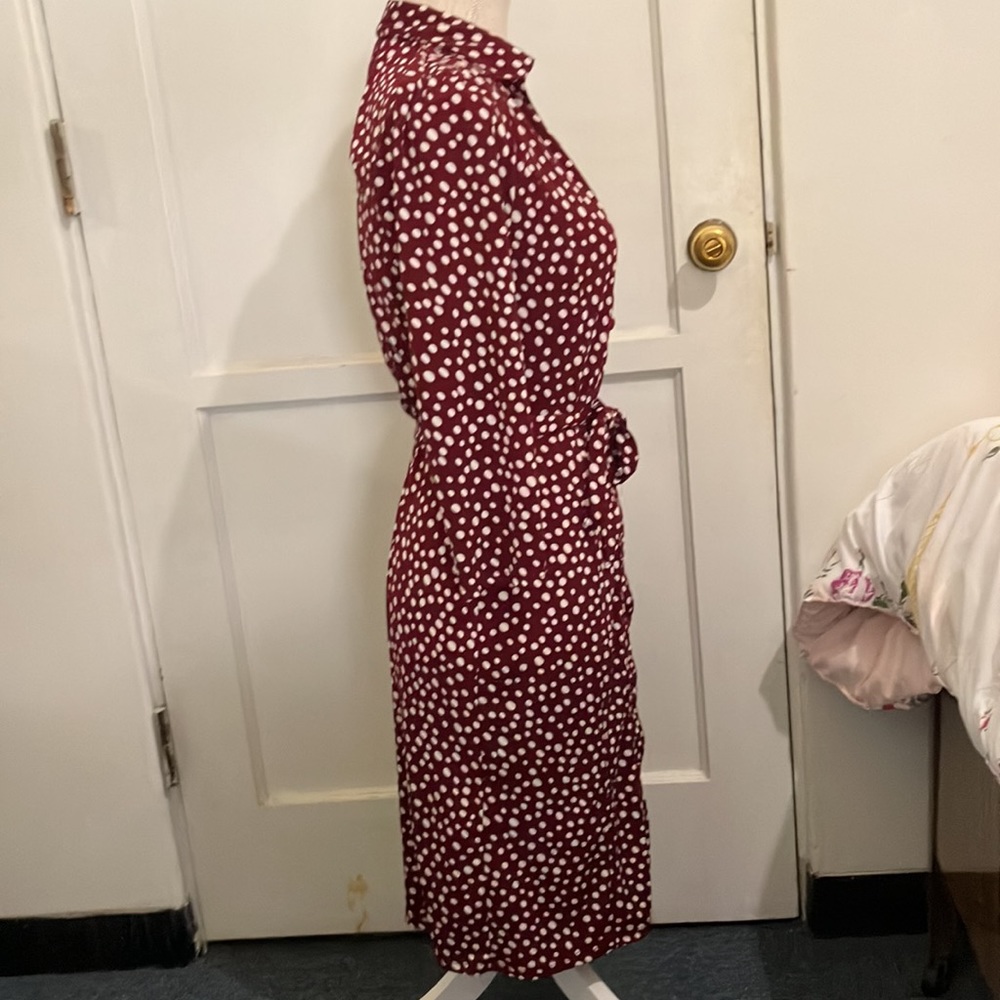 Faith and Passion Brand, size small burgundy dress white polka dotted dress. - Picture 5 of 6